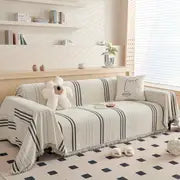 Soft Chenille Sofa Throw with Tassels and Washable Cover - Dark Gray - Couch cover