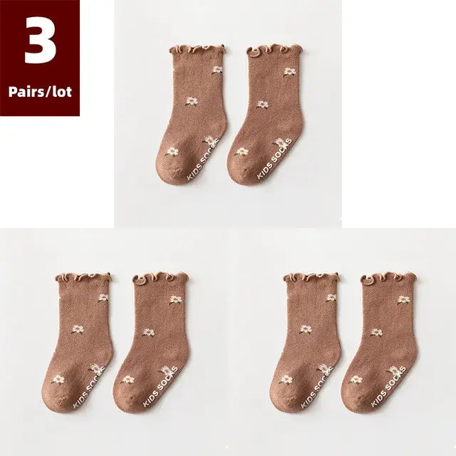 3 Pairs of Anti-Slip Childrens Socks - Kia Day Design
