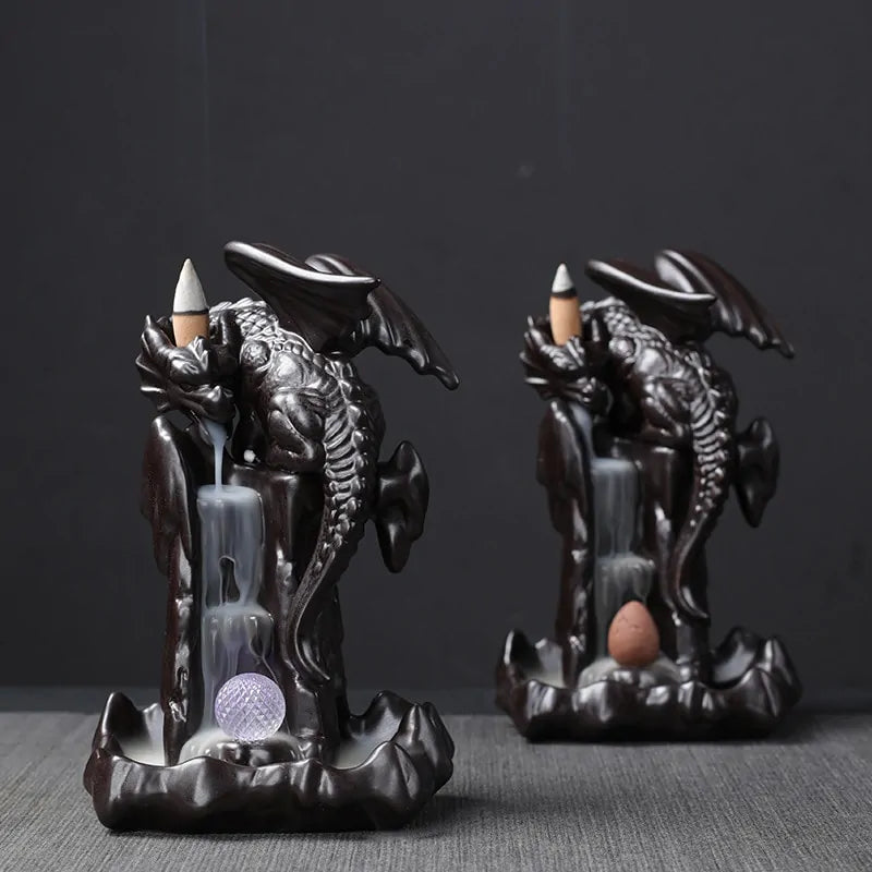 LED Ceramic Backflow Waterfall Smoke Incense Burner