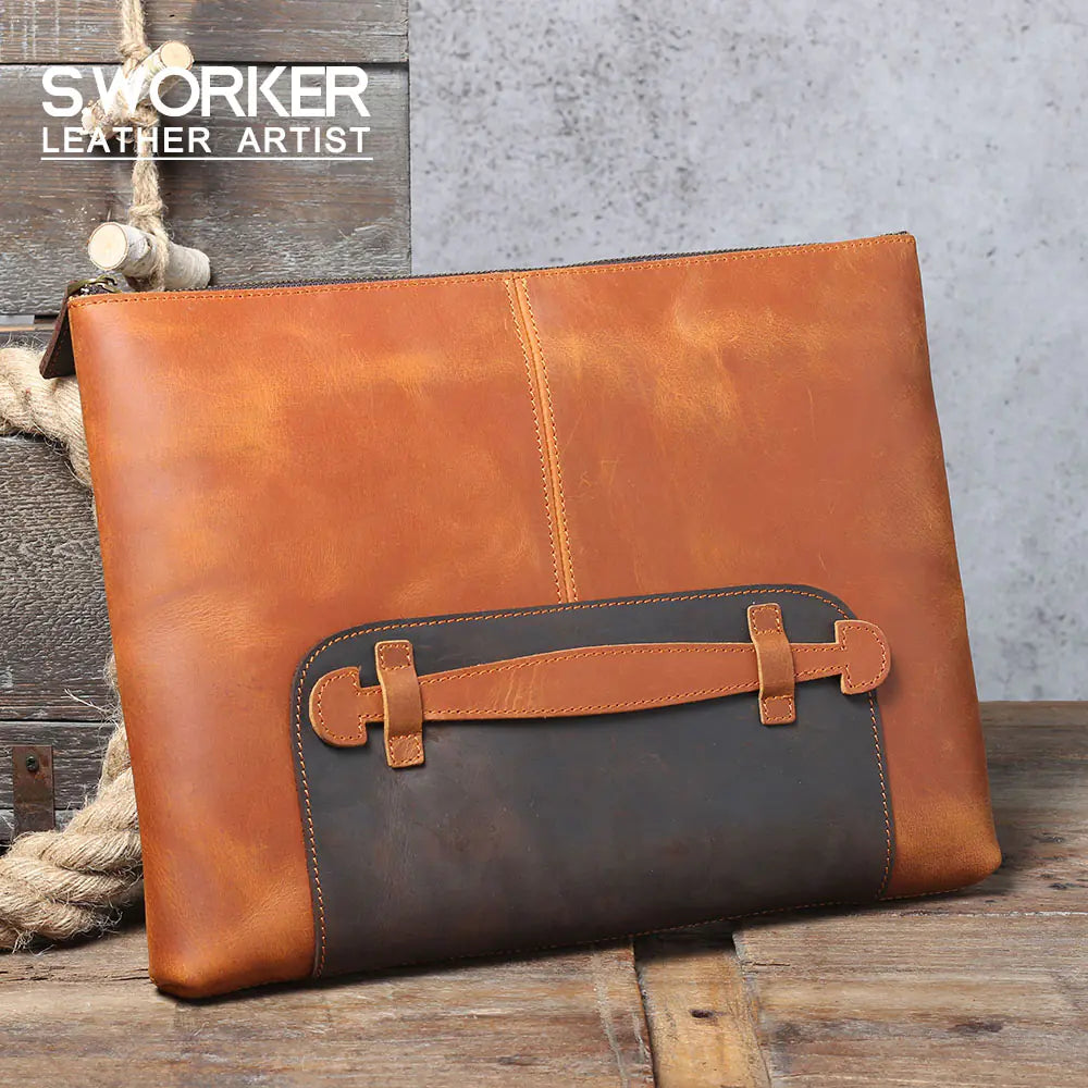 S.WORKER Vintage Genuine Leather Handbag & Laptop Sleeve