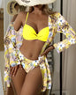 3 Piece Bikini Set Yellow Small