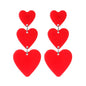 Heart Earrings for Women Girls Unique Acrylic Lightweight Sparkling Hot Pink Dangle Taylor Heart Earrings Three Pink Heart Earrings Red Heart Earrings Cute Love Dangling Heart Earrings Acrylic No Kia Day Design