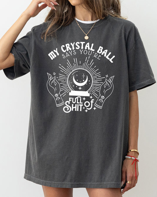 Crystal Ball Skeleton Funny Pumpkin Spooky Witch Aesthetic Meme Halloween Costume Comfort Colors Tee - Pepper Dark Gray - T-Shirt