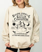 Salem Annual Witches Convention Spooky Skeleton Ghost Witch Skull Meme Halloween Costume Sweatshirt - Sand - Sweatshirt
