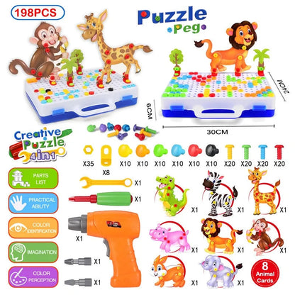 3D Mosaic Puzzle Building Set with Tools - Kia Day Design