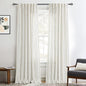 Cream Black Stripe Geometric Pattern Linen Semi Sheer Curtains Back Tab 2 Panels 52"W x 96"L - Kia Day Design