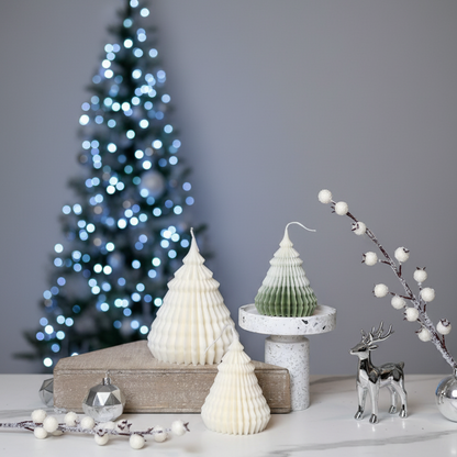 Origami Christmas Tree Candles for Festive Holiday Decor - - candles