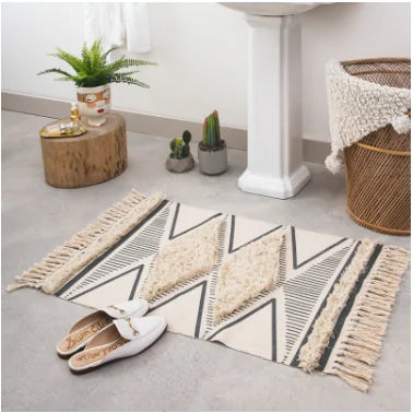 Tufted Cotton Bedside Floor Rug Kia Day Design