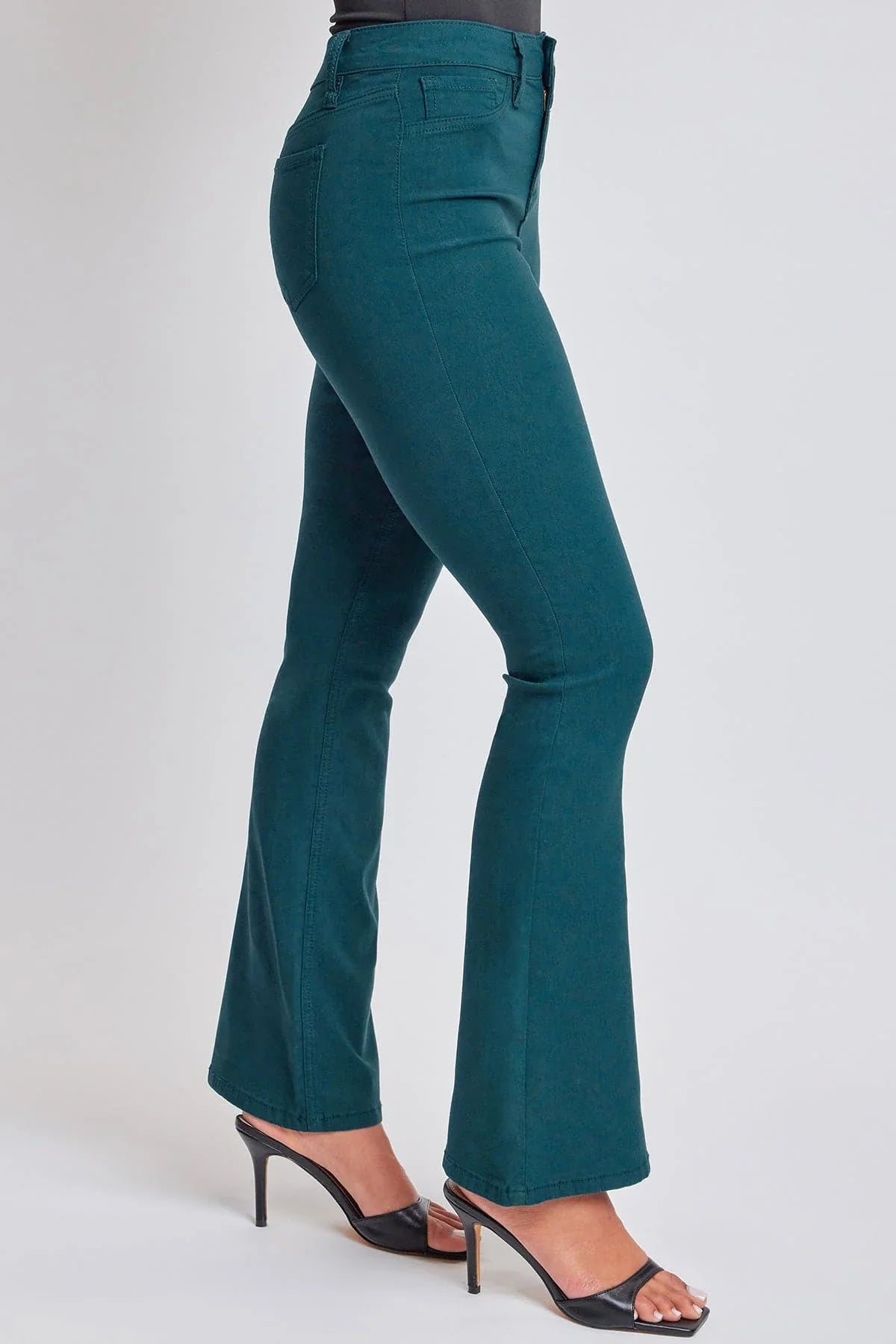 Hyperstretch High Rise Flare - Blue Steele - -