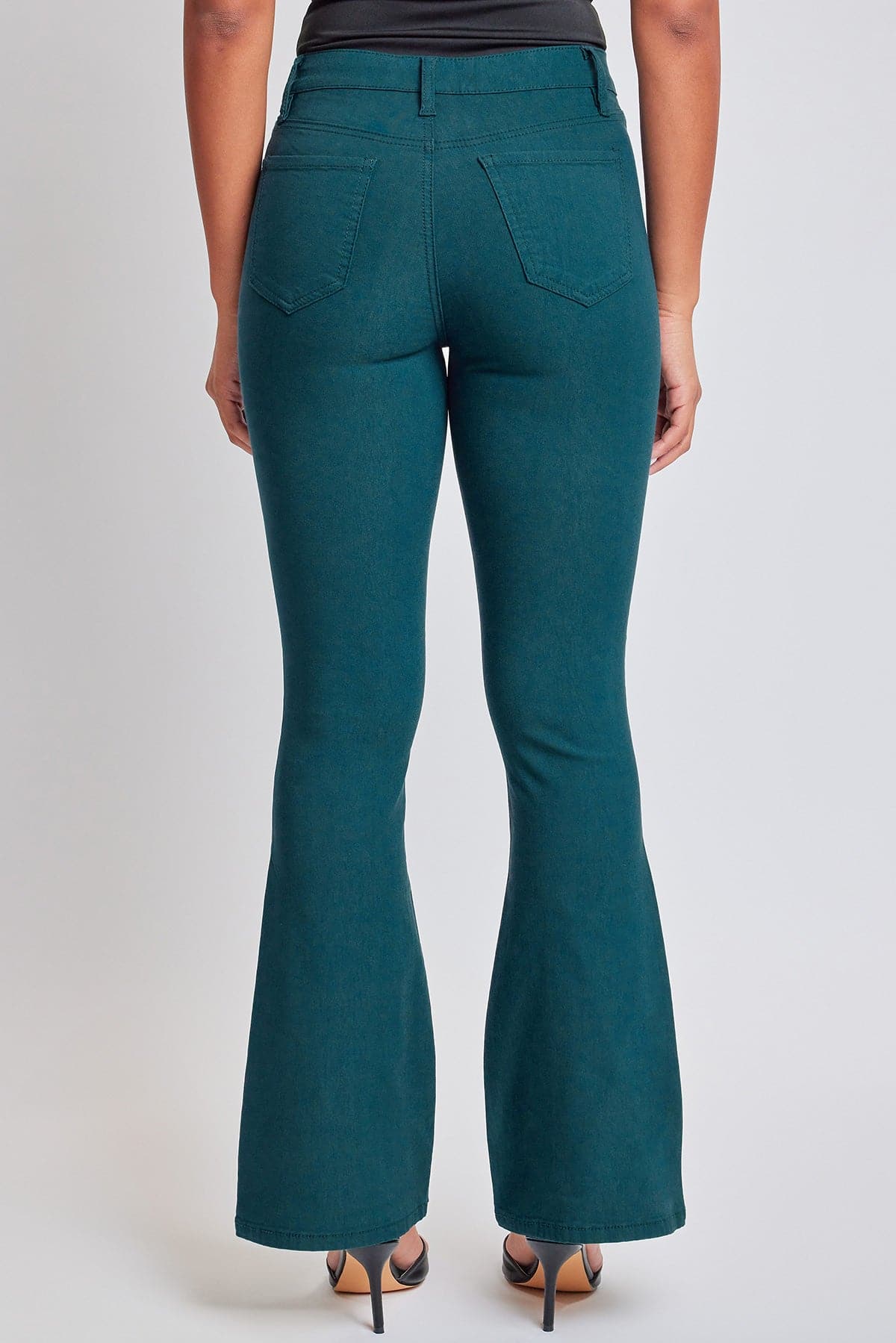 Hyperstretch High Rise Flare - Blue Steele - -