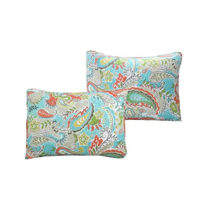 Aqua Paisley Floral 4 Piece Daybed Cover Set - - Bedroom > Quilts & Blankets