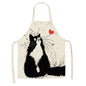 Cute Cat Print Cooking Kitchen Apron white black 68 x 55 CM