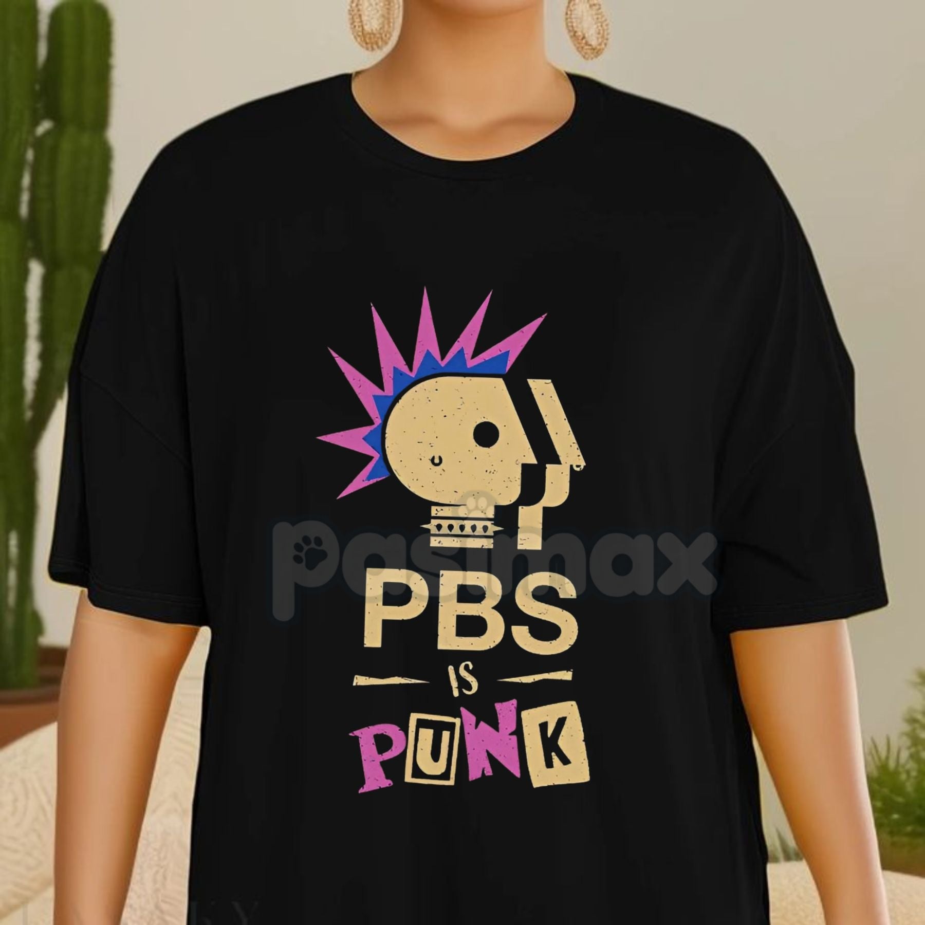 "PBS Is Punk" T-Shirt - Funny Punk Rock Parody Tee, Public Broadcasting Humor, Unisex Graphic Shirt- Pasimax- {{Product type}}