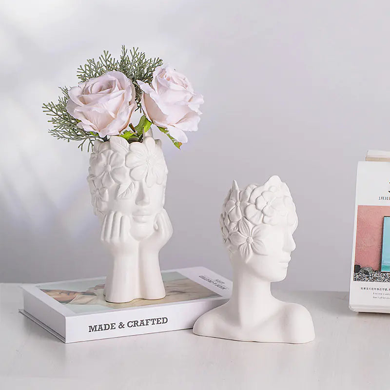 Nordic Simple Matte White Ceramic Body Vase - Kia Day Design