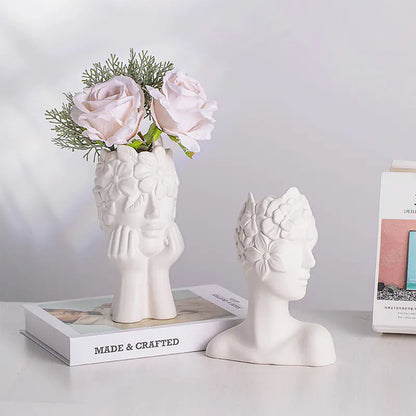 Nordic Simple Matte White Ceramic Body Vase - Kia Day Design