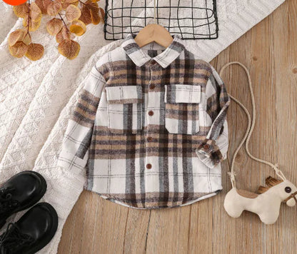 Toddler Plaid Long Sleeve Shirt Brown