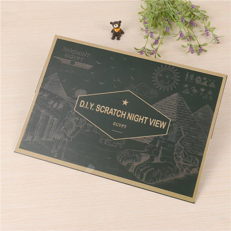 Gold Scratch Art, Egyptian Scratch Art, NYC Scratch Art