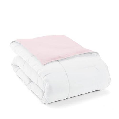 Full/Queen 3-Piece Microfiber Reversible Comforter Set in Blush Pink and White - - Bedroom > Comforters and Sets