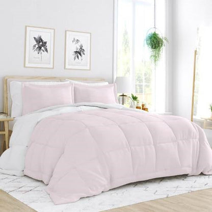 Twin/Twin XL 2-Piece Microfiber Reversible Comforter Set Blush Pink and White - - Bedroom > Comforters and Sets