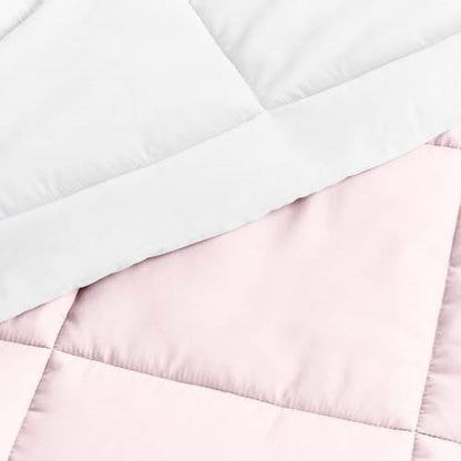Twin/Twin XL 2-Piece Microfiber Reversible Comforter Set Blush Pink and White - - Bedroom > Comforters and Sets