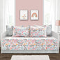 Pink Teal Orange Grey 6 Piece Floral Foxes Daybed Cover Bedding Set- HomePacific- {{Product type}}