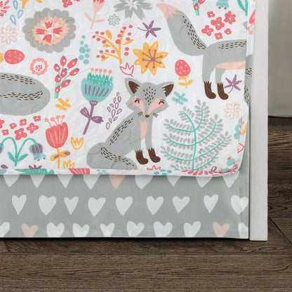 Pink Teal Orange Grey 6 Piece Floral Foxes Daybed Cover Bedding Set- HomePacific- {{Product type}}