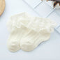 Girls Breathable Ruffled Lace Socks Beige 6-7Y