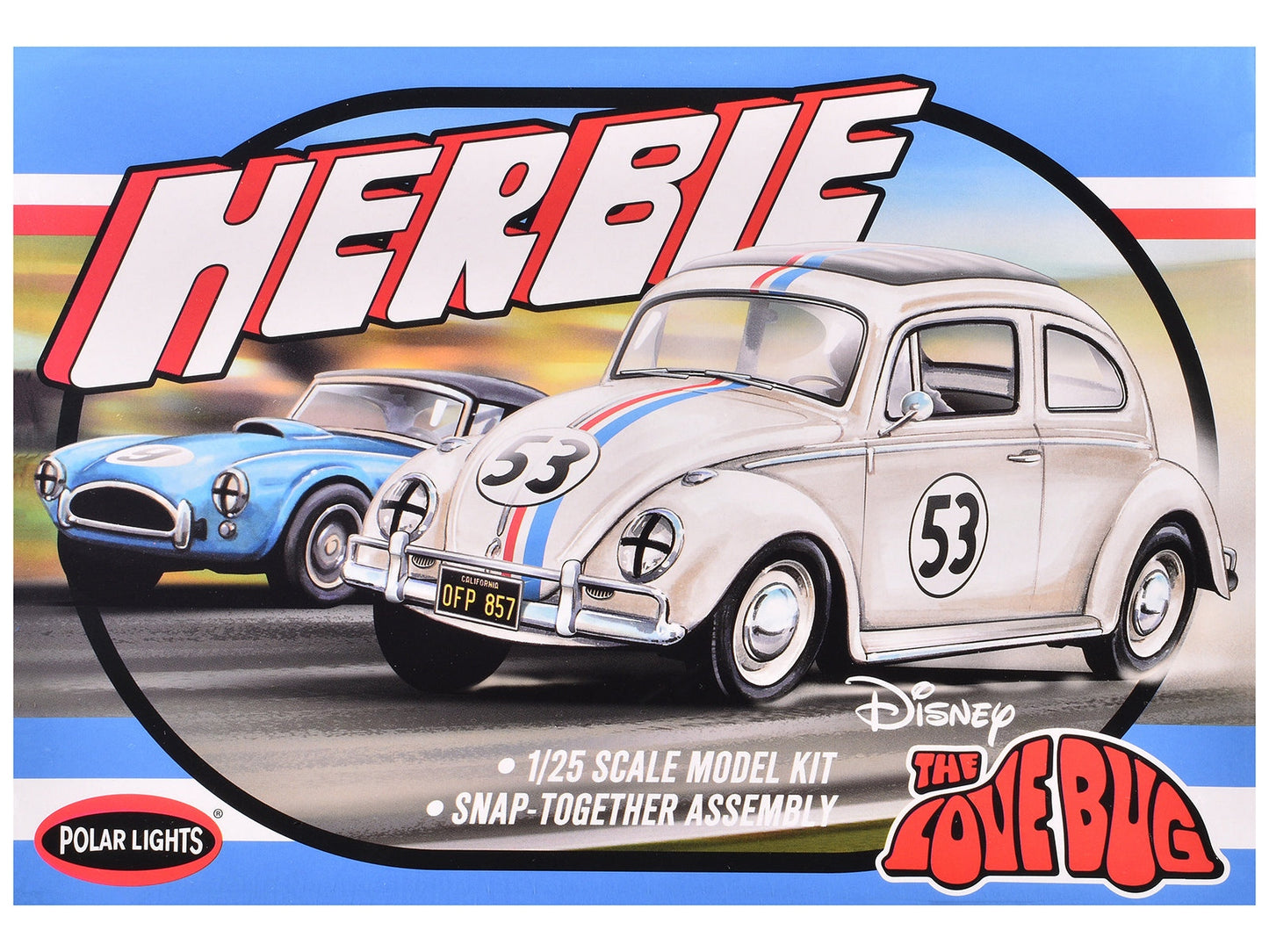 Skill 2 Model Kit Volkswagen Beetle Herbie "The Love Bug" (1969) Movie 1/25 Scale Model by Polar Lights - - Volkswagen Models