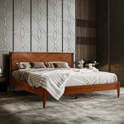 Panthera Solid Wood Bed Frame With Headboard - - Bed Frame