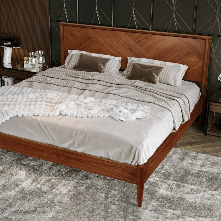 Panthera Solid Wood Bed Frame With Headboard - - Bed Frame