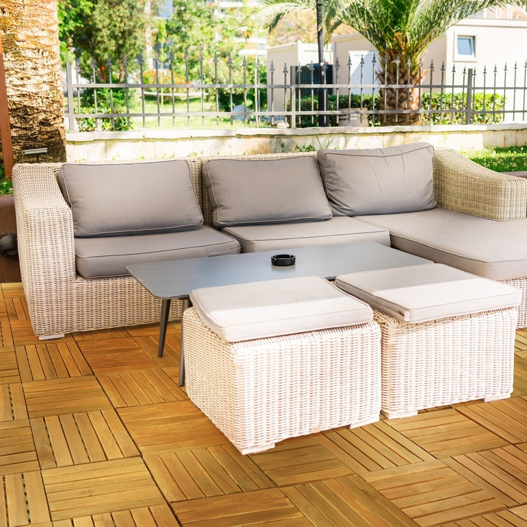 Solid Wood Deck Tiles 6 Slat Set 9 - - Deck Tiles