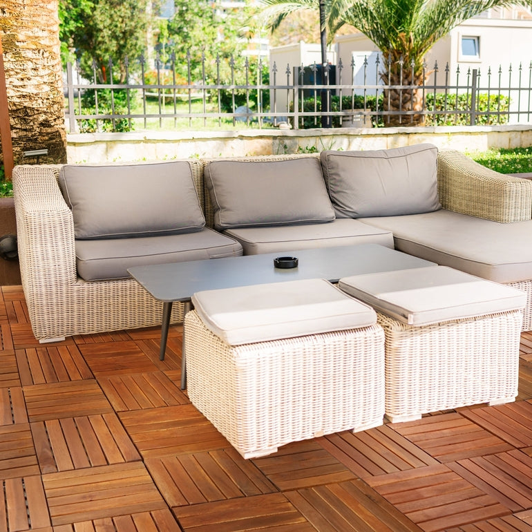 Solid Wood Deck Tiles 6 Slat Set 9 - - Deck Tiles