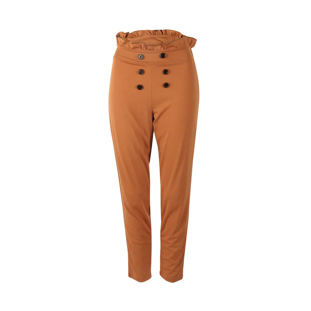 Slim-Fit Casual Pants with Lace Button Design - Kia Day Design
