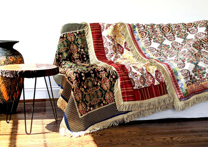 Tache Elegant Ivory Colorful Ornate Paisley Woven Tapestry Tablecloth (18193) - - Tablecloth