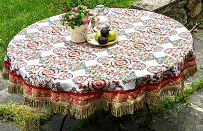 Tache Elegant Ivory Colorful Ornate Paisley Woven Tapestry Tablecloth (18193) - - Tablecloth