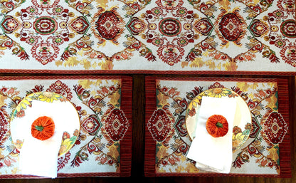 Tache Elegant Burgundy Ornate Paisley Woven Tapestry Table Runner (18194) - - Table Runner