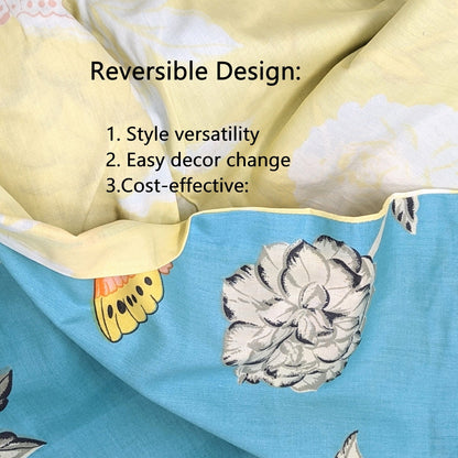 Tache Butterfly Wonderland Cotton Aqua Floral Duvet Cover (2142) - - Duvet Cover