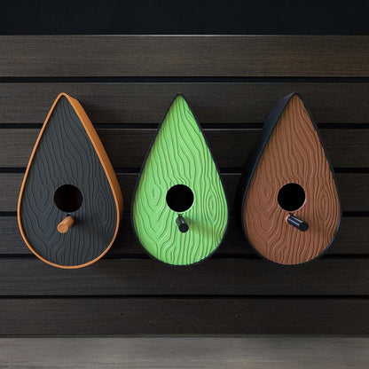 Birdhouse Teardrop - Black Front | Brown Walls - Birdhouses