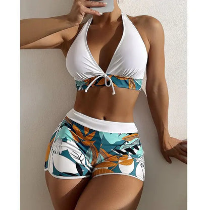 VigoBreviya Print Tied Halter Swimwear Women High Waist Print11 Large