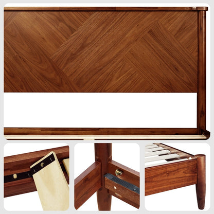 Panthera Solid Wood Bed Frame With Headboard - - Bed Frame
