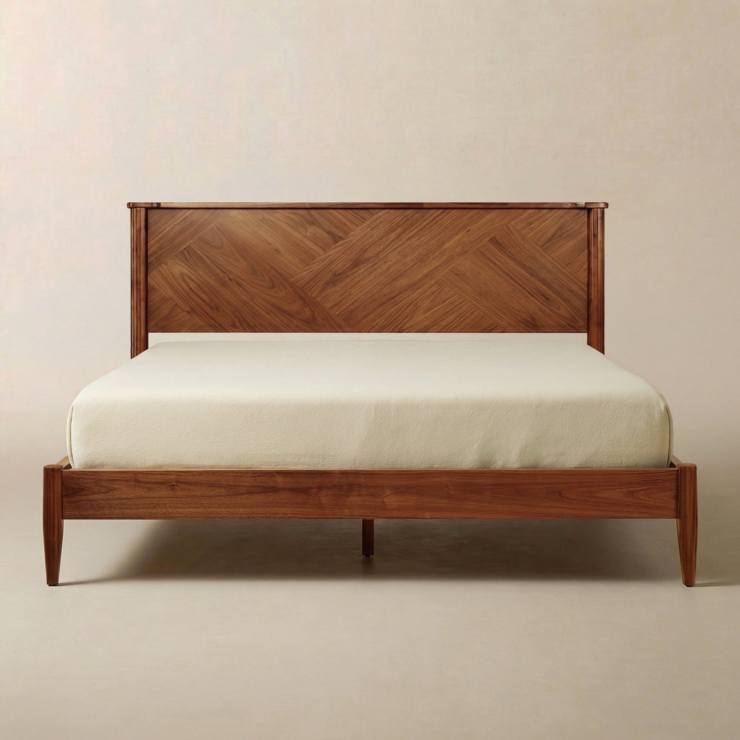 Panthera Solid Wood Bed Frame With Headboard - - Bed Frame