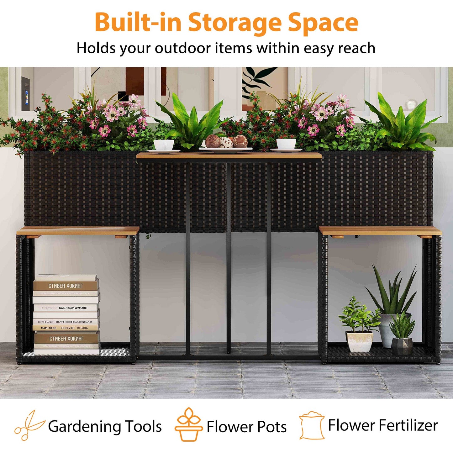 Patio Furniture Set with Raised Garden Bed for Porch and Yard- DirectDeals- {{Product type}}