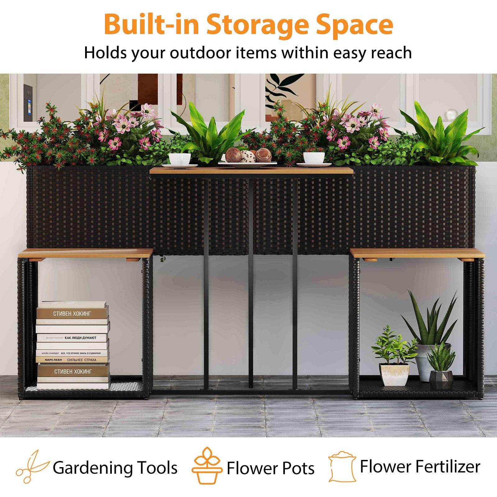 Patio Furniture Set with Raised Garden Bed for Porch and Yard- DirectDeals- {{Product type}}