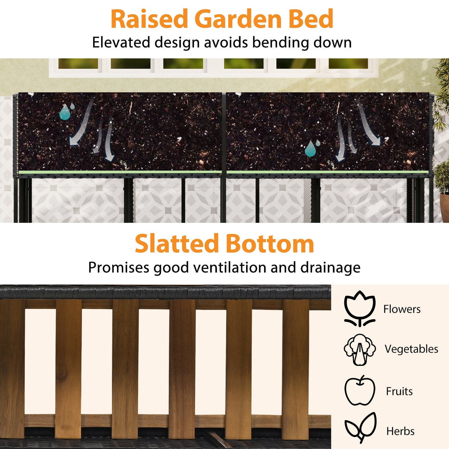 Patio Furniture Set with Raised Garden Bed for Porch and Yard- DirectDeals- {{Product type}}