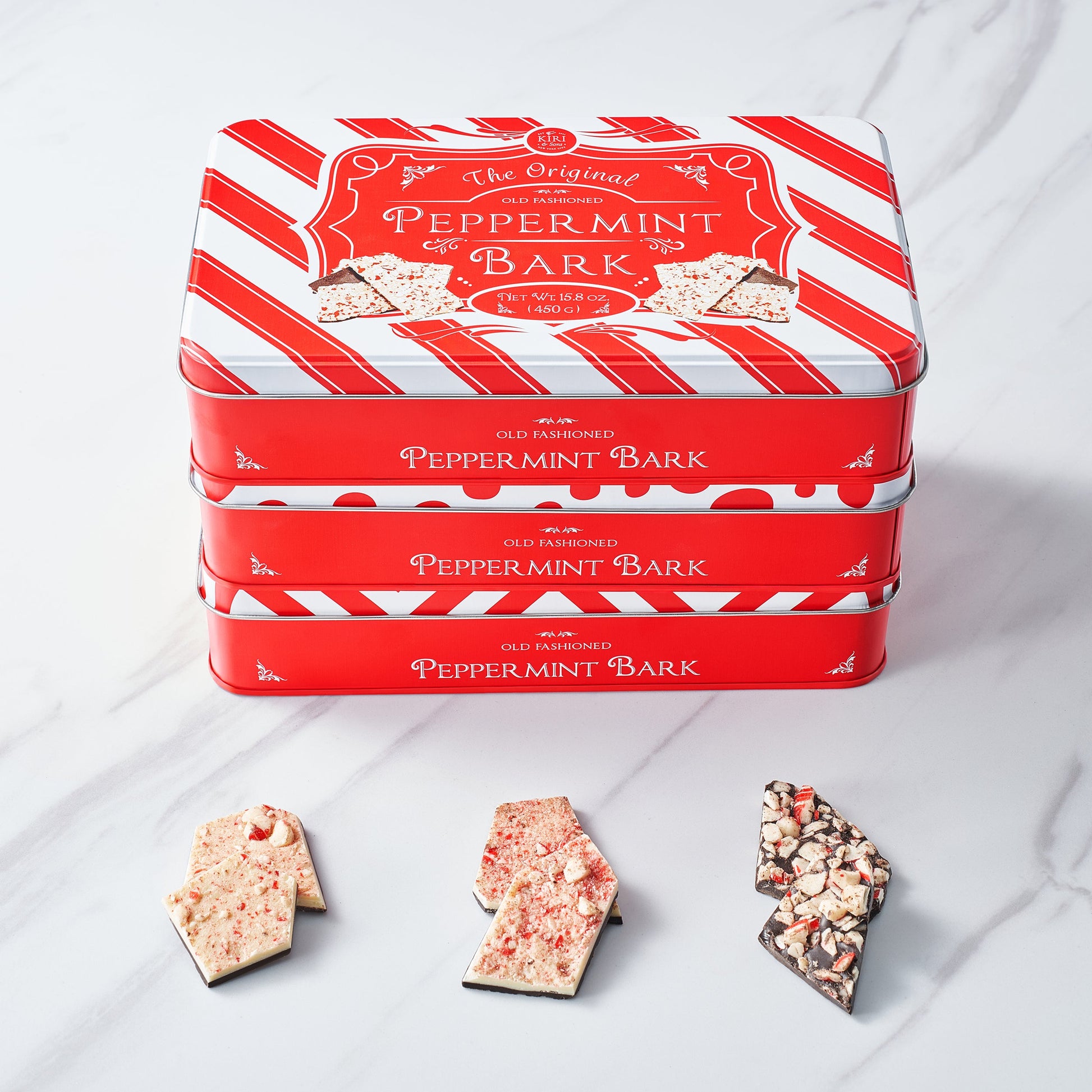 Chocolate Peppermint Bark, Giftable Food Set of 3 - - food