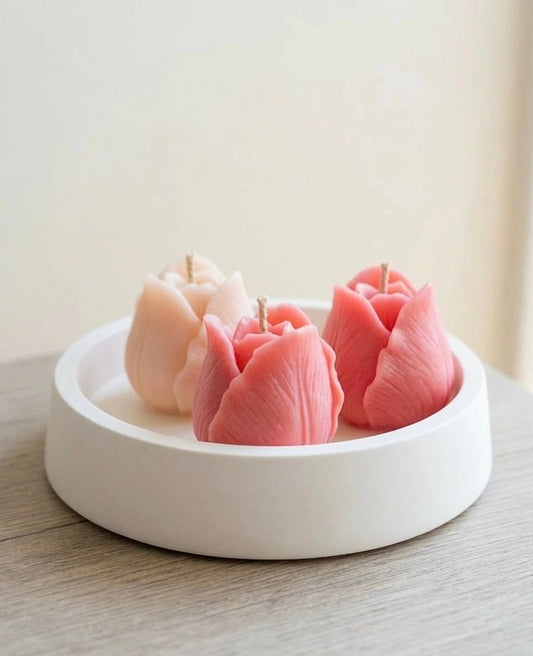 Tulip Trio Candle in Artisan Jesmonite Bowl - French Market - candles