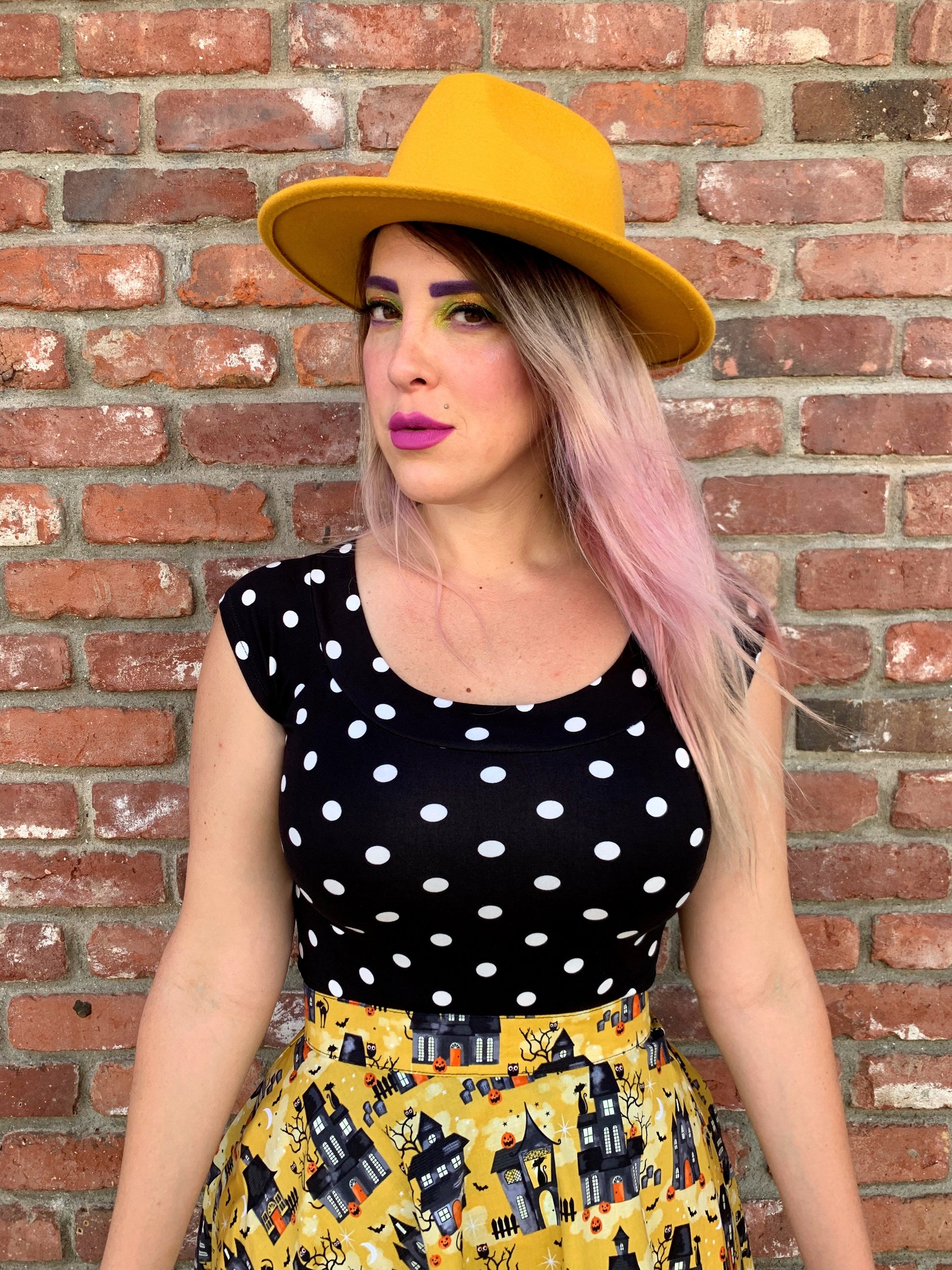 Polka Dots Boat Neck Top - - Shirts & Tops