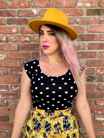 Polka Dots Boat Neck Top - - Shirts & Tops