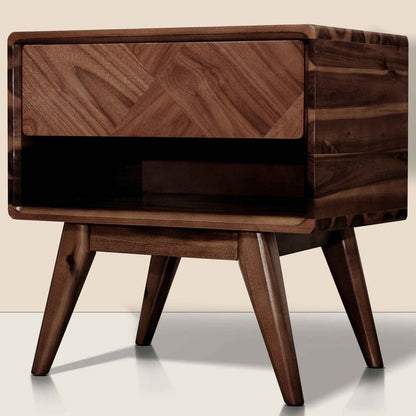 Laden Handcrafted Solid Wood Nightstand - Walnut - Nightstand