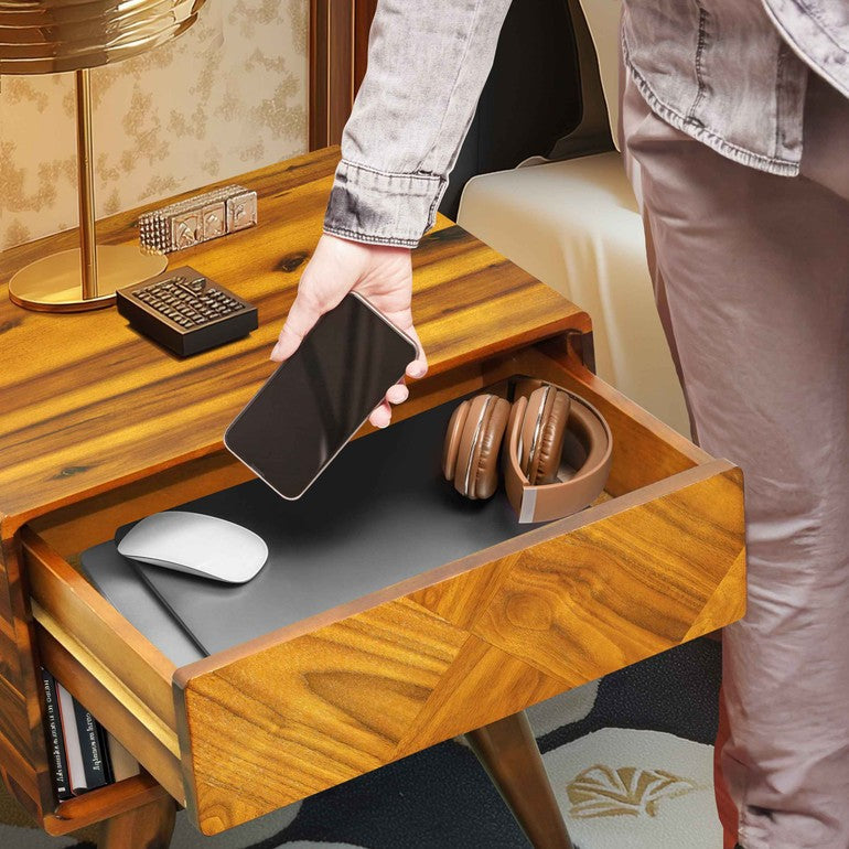 Laden Handcrafted Solid Wood Nightstand - - Nightstand
